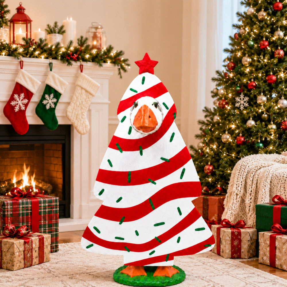 GigaCircle Christmas Tree Goose Outfit in holiday decoration setup