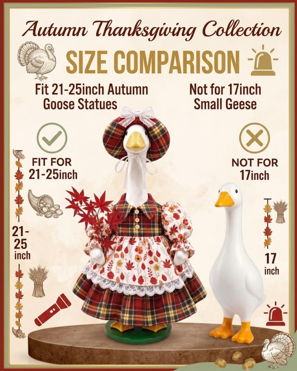 GigaCircle Fall Porch Goose Outfit displayed on a lawn goose