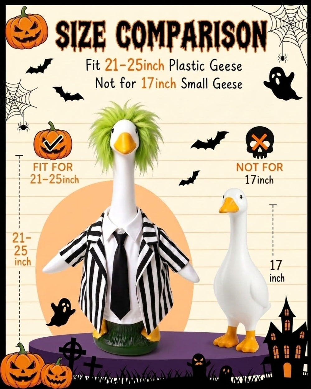 GigaCircle Halloween Goose Outfit laid flat displaying striped suit