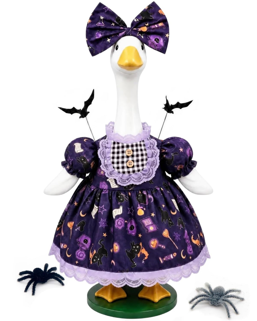 GigaCircle Halloween Porch Goose Outfit purple cat dress front view