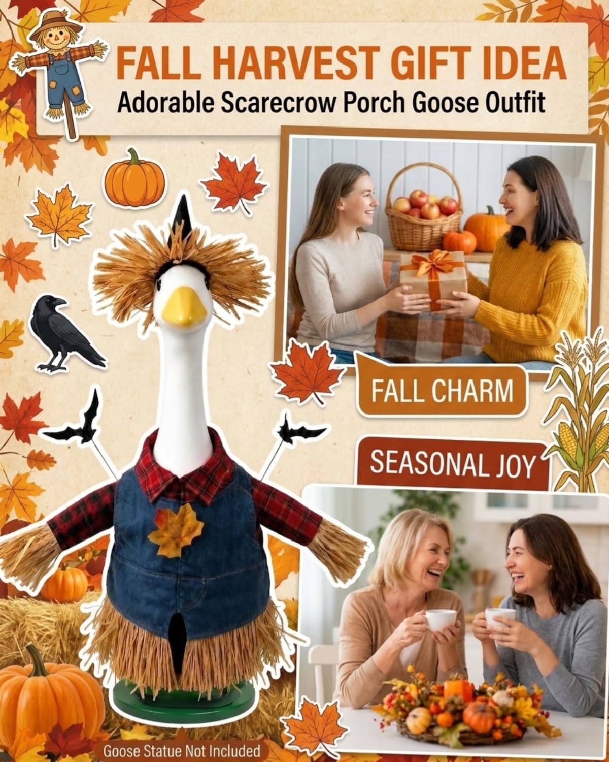 GigaCircle Scarecrow Goose Outfit with close-up of fabric details