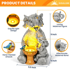 GIGALUMI Elephant Statue with solar light on