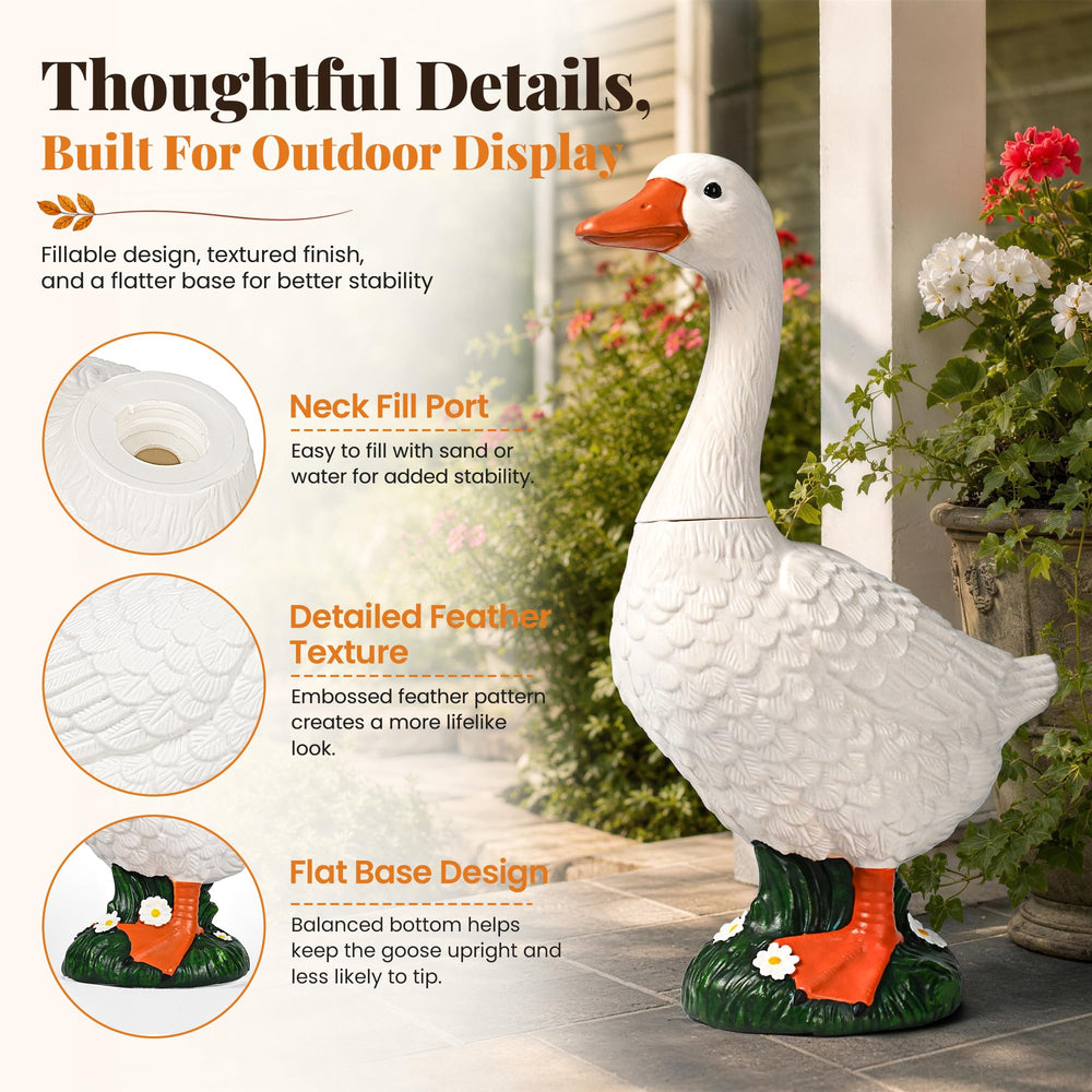 GIGALUMI Porch Goose Statue in garden setting