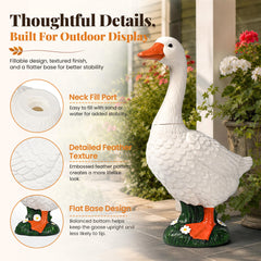 GIGALUMI Porch Goose Statue in garden setting