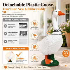 GIGALUMI Porch Goose Statue side view with 360 degree neck