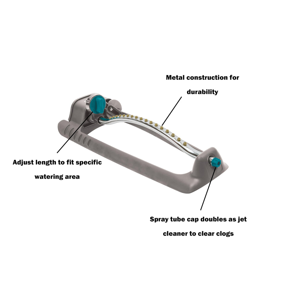 GILMOUR Adjustable Lawn Sprinkler showing gentle spray pattern