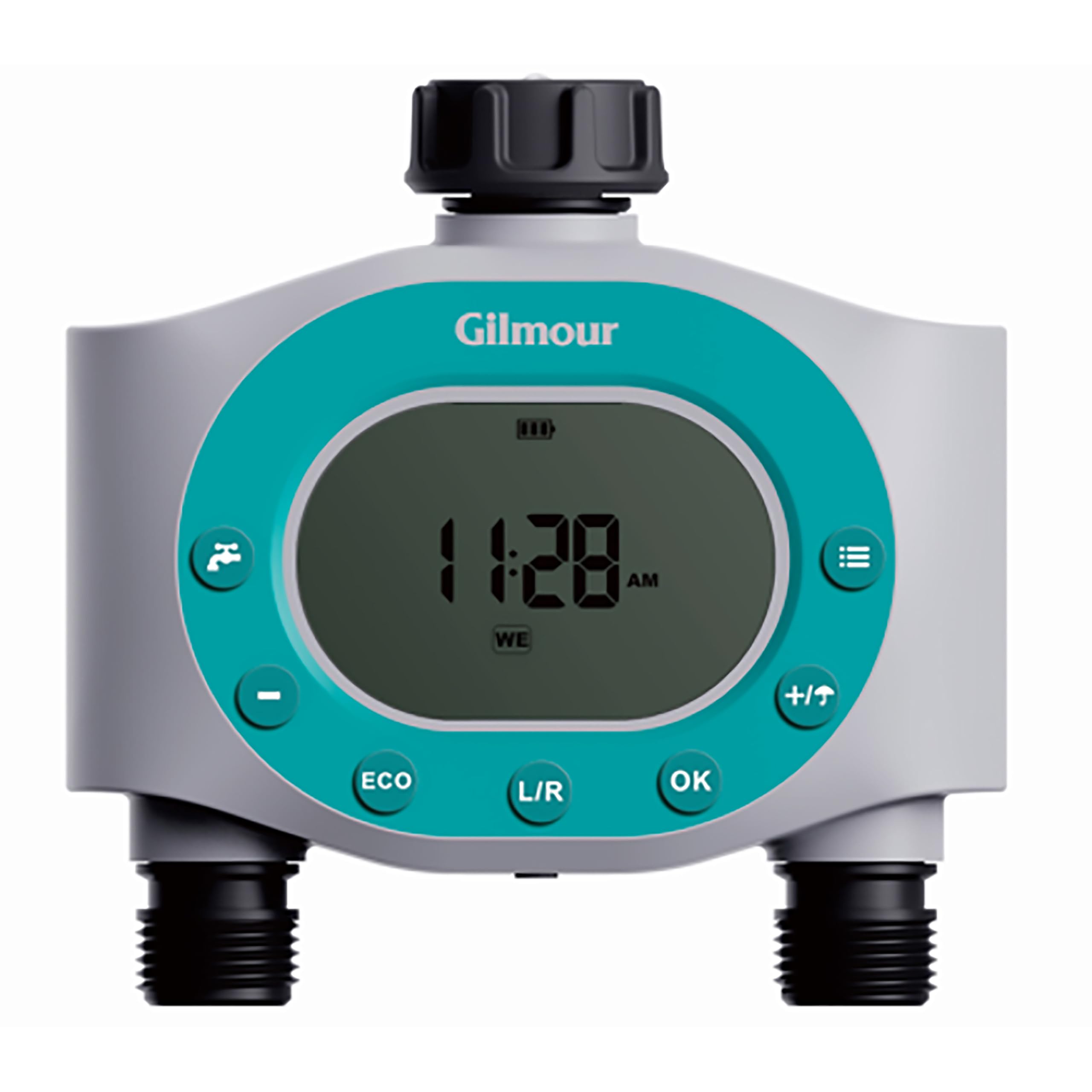 GILMOUR Dual Outlet Water Timer front view with LCD screen