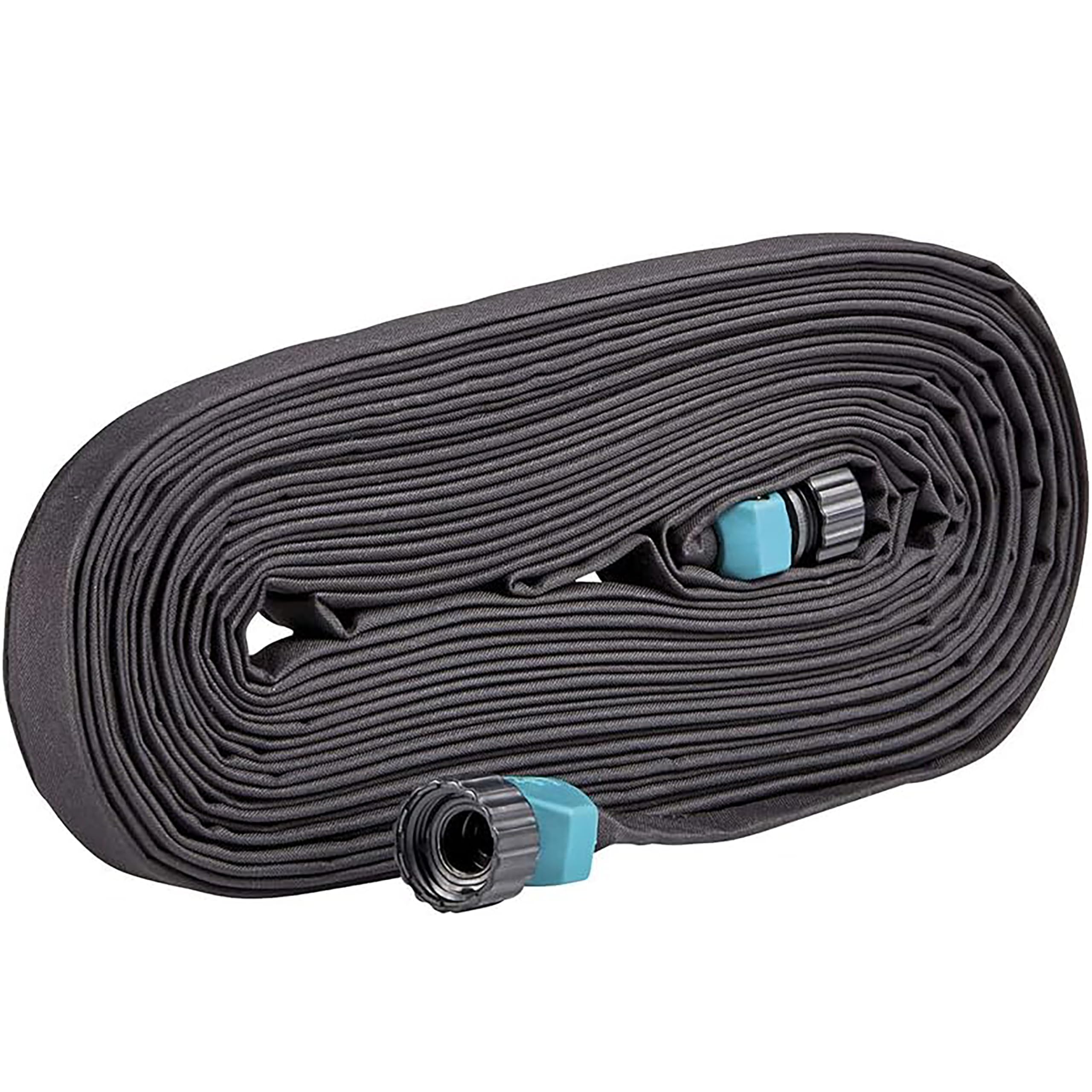 GILMOUR Flat Soaker Hose showing fabric cover and fittings
