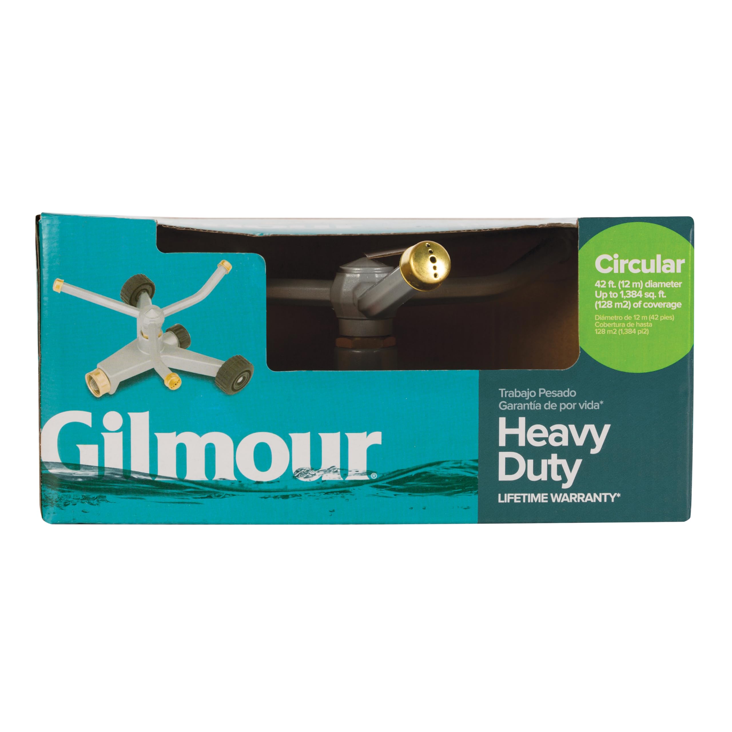 GILMOUR Sprinkler demonstrating 360-degree coverage in a garden