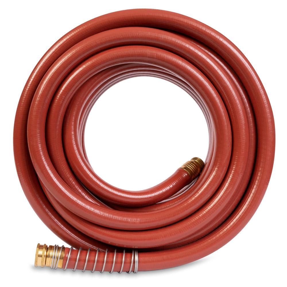 GILMOUR water hose showing brass coupling and O-ring