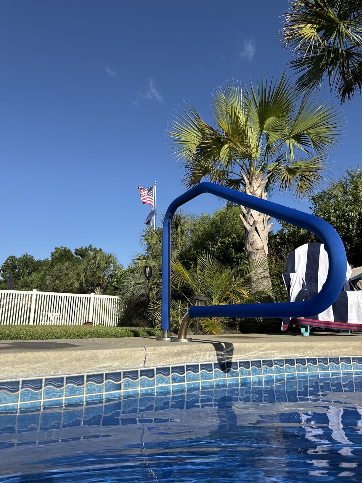 Ginchain Pool Handrail Cover on pool deck