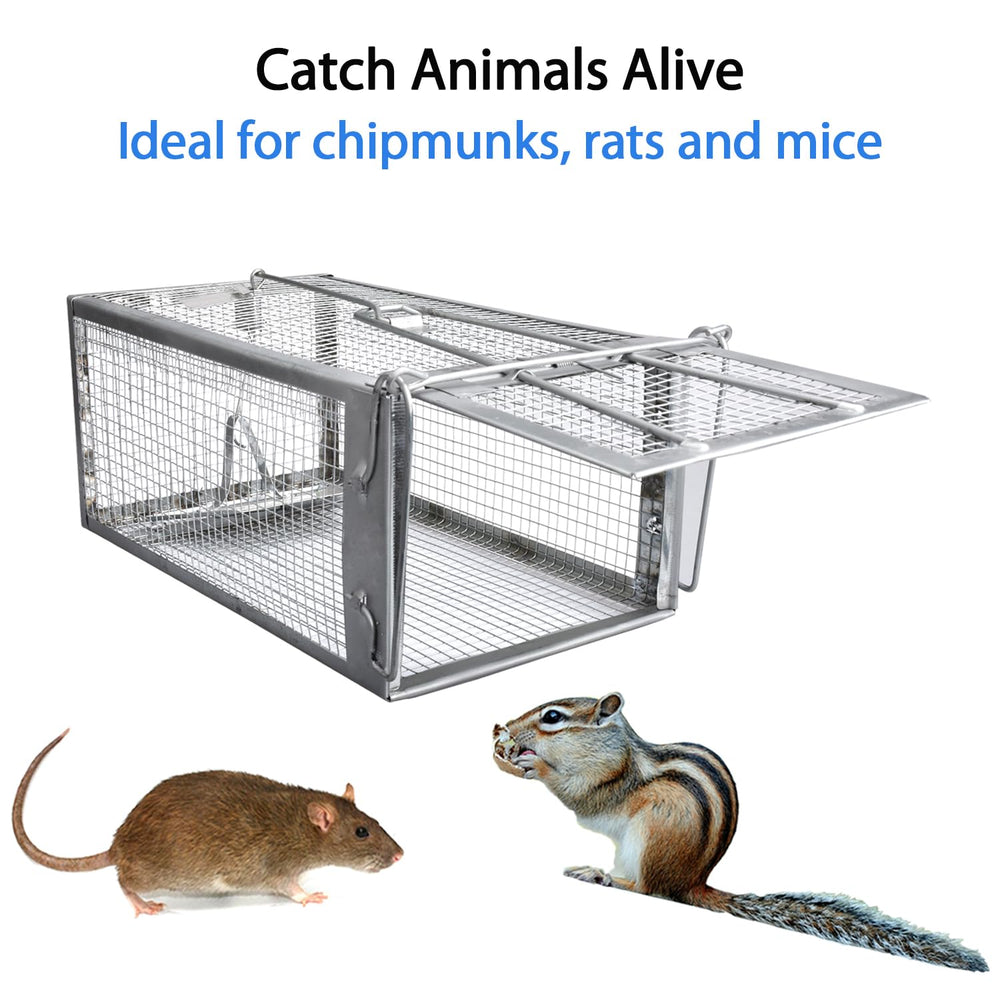 Gingbau 2-Pack humane traps showing trigger mechanism