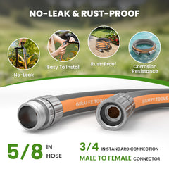 Giraffe Tools 25FT hose laid flat in garden setting