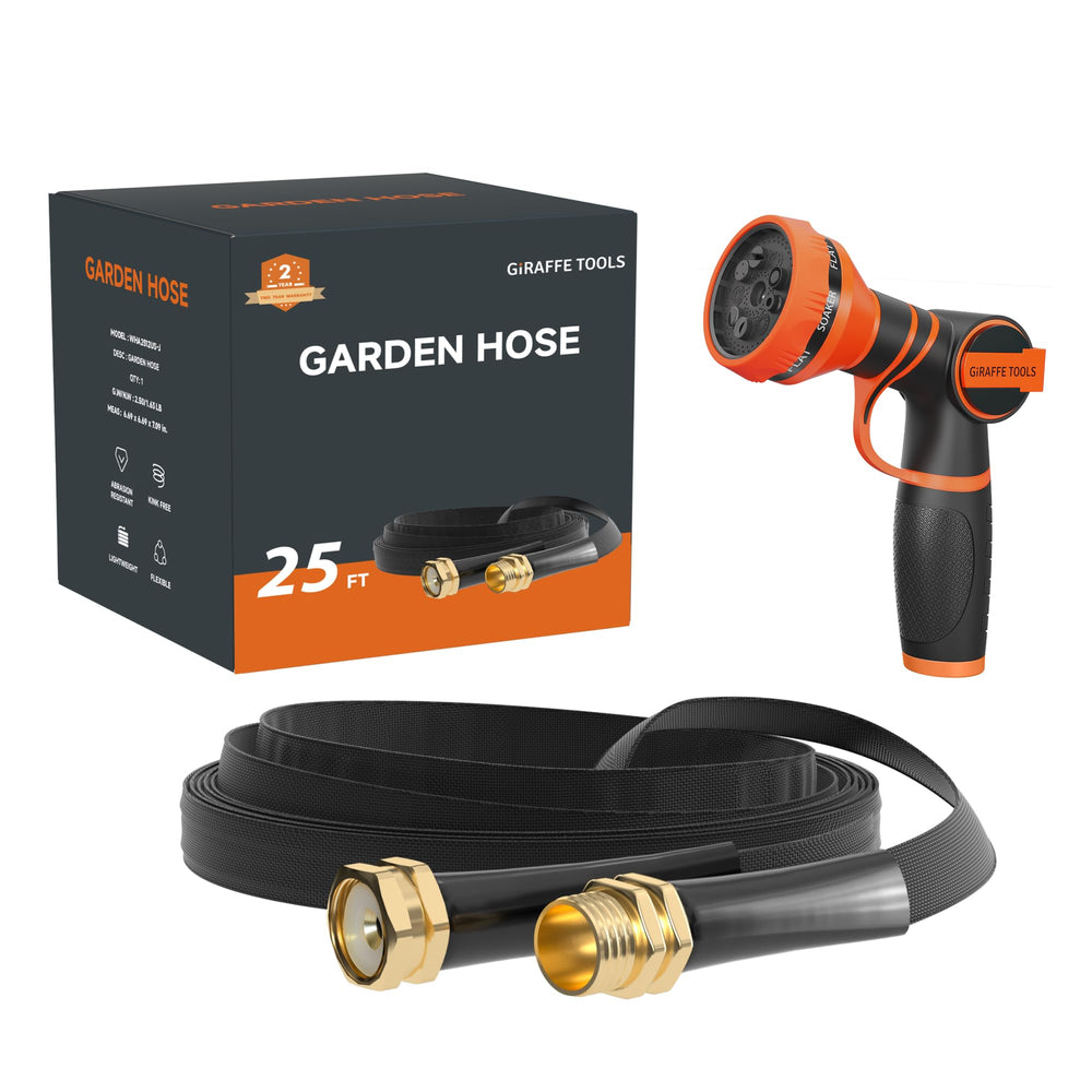 Giraffe Tools 25FT lightweight garden hose front view