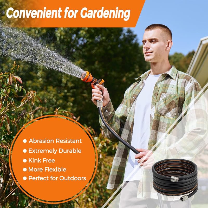 Giraffe Tools garden hose in a garden setting