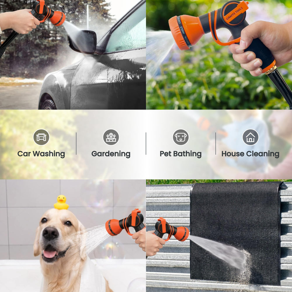 Giraffe Tools garden hose showcasing its lightweight design