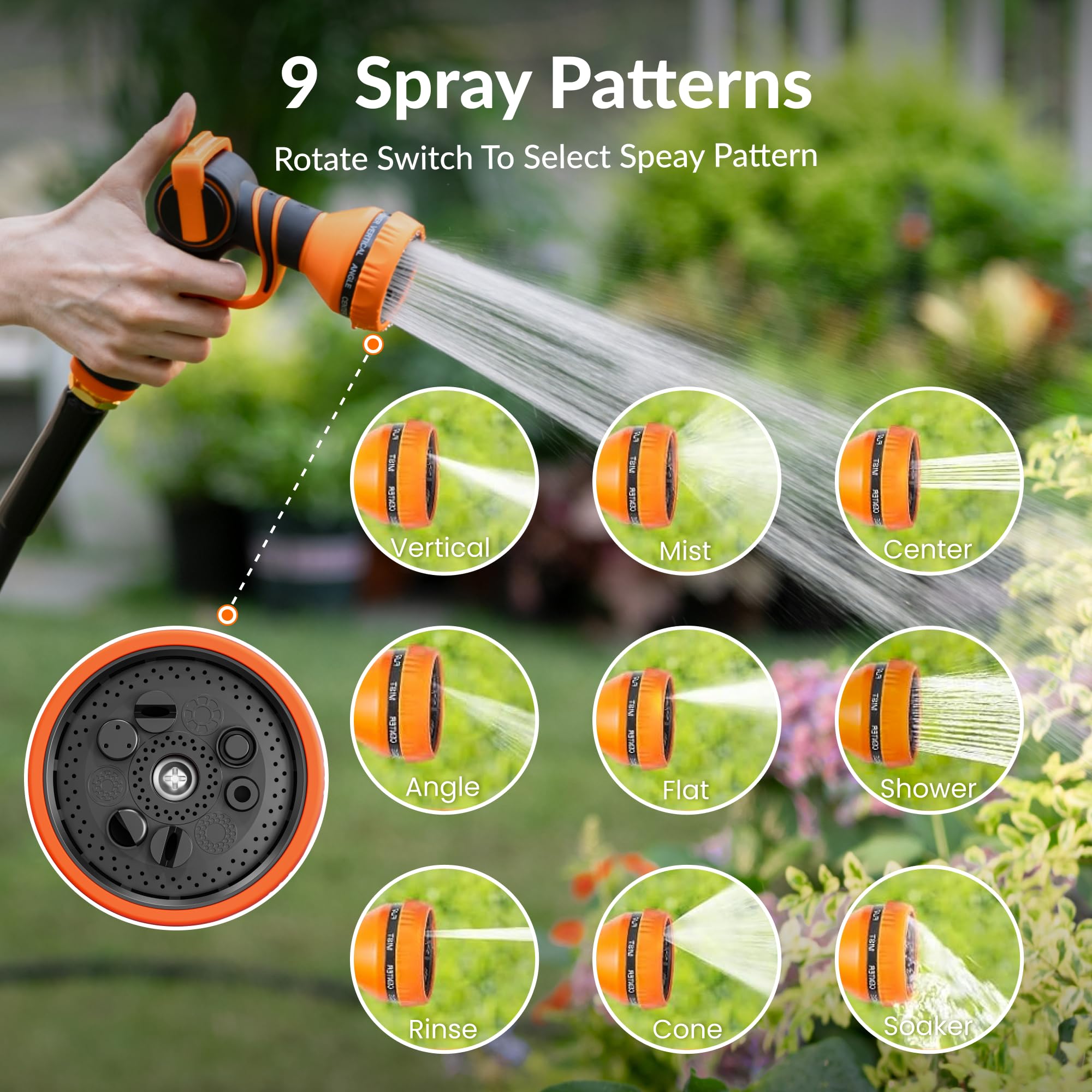 Giraffe Tools garden hose showing kink-free feature