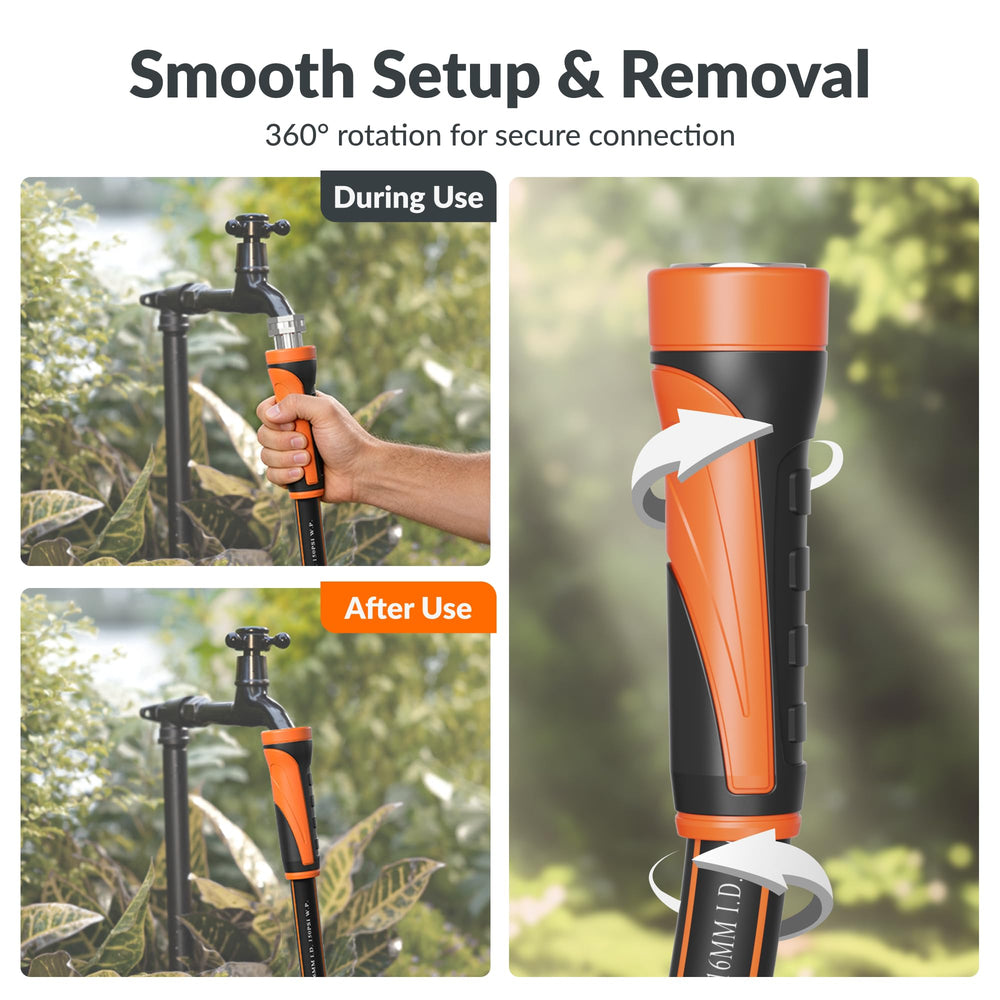 Giraffe Tools garden hose showing tangle-free design