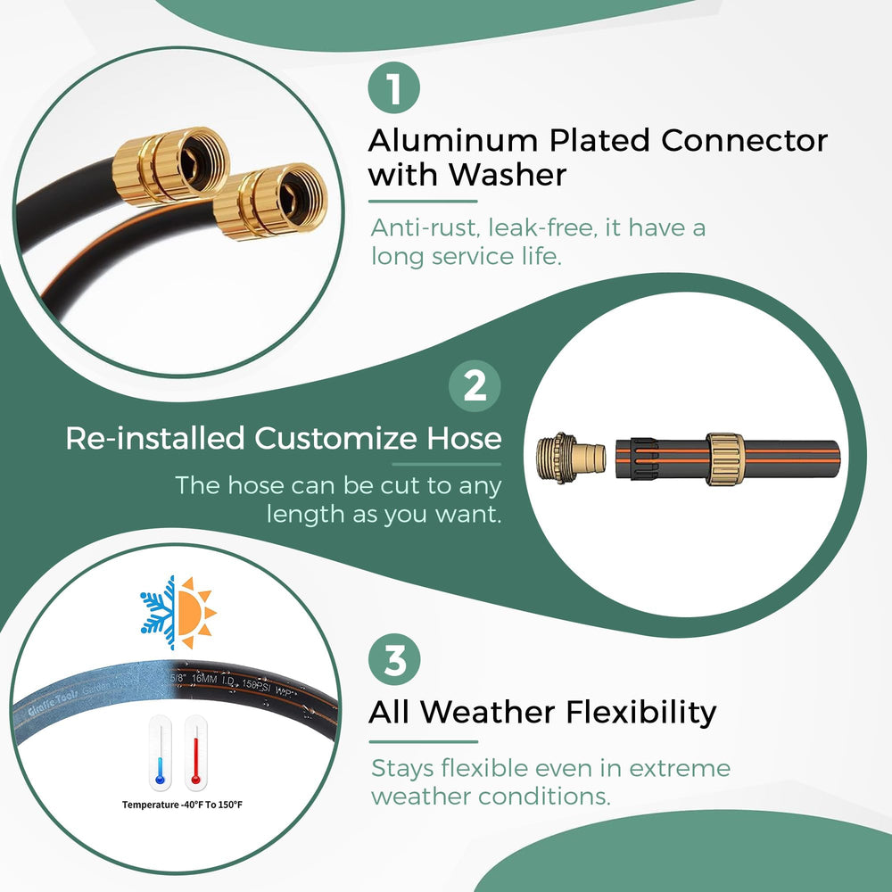 Giraffe Tools lightweight garden hose coiled