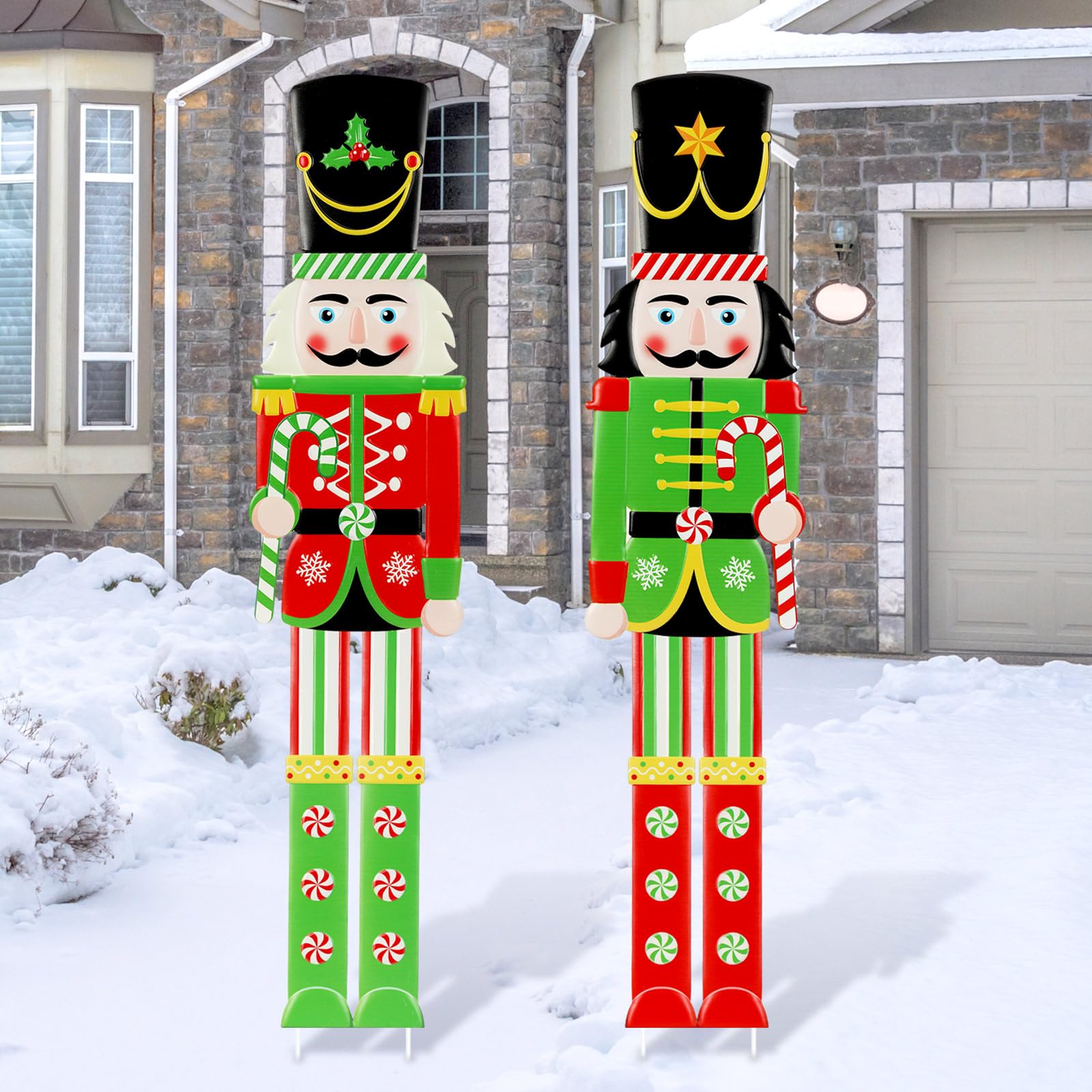 Gisafai Nutcracker yard decoration in festive setting