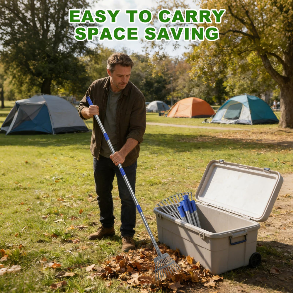 gixmuoiy Small Garden Rake displayed with assembly instructions