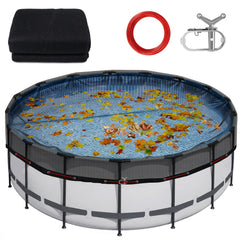 GJL 24ft Pool Leaf Net Cover front view, black mesh design