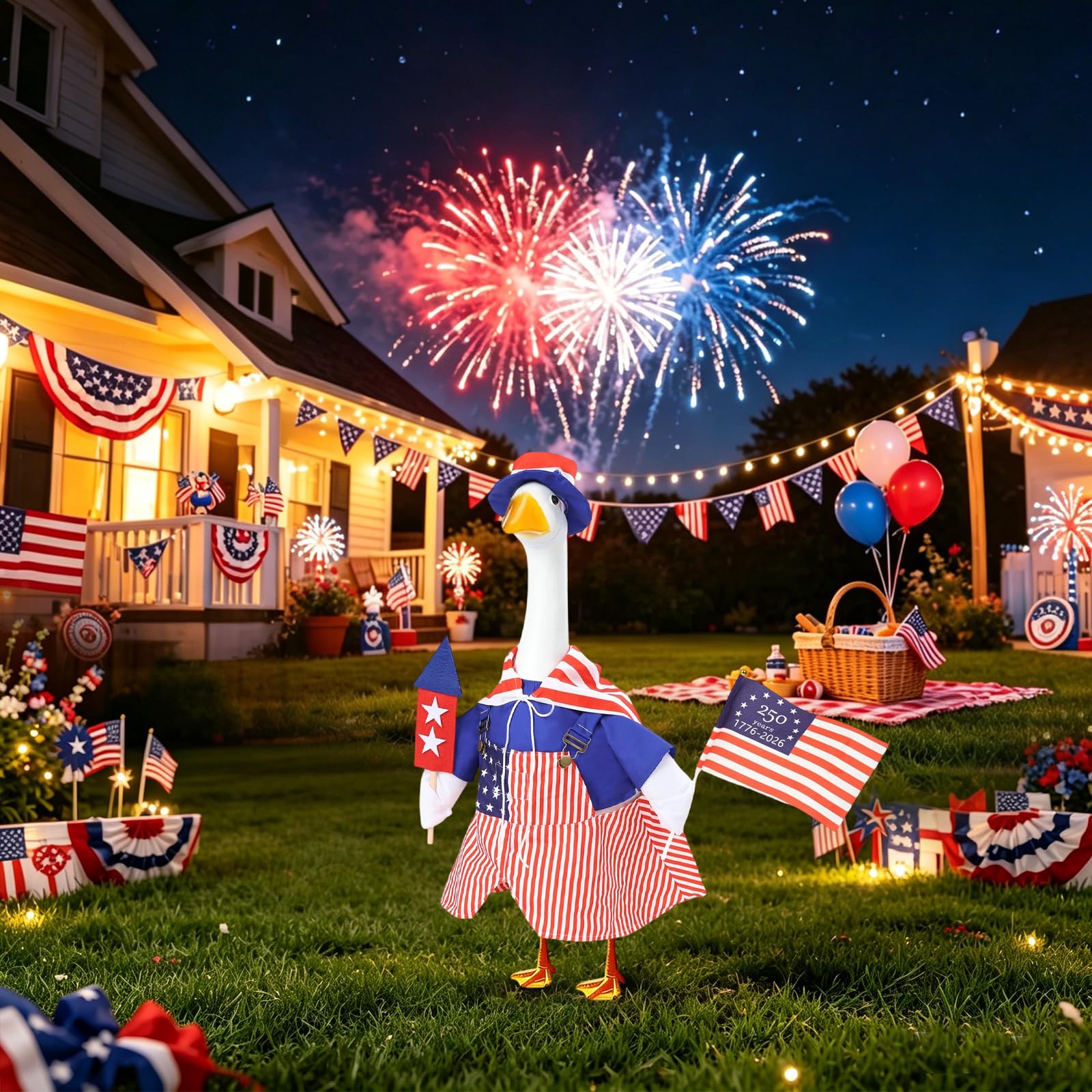 GJL goose outfit displayed on a 23 inch porch goose statue