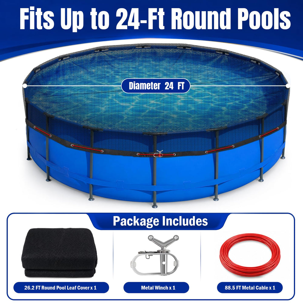 GJL Pool Leaf Net Cover showing the winch and cable system