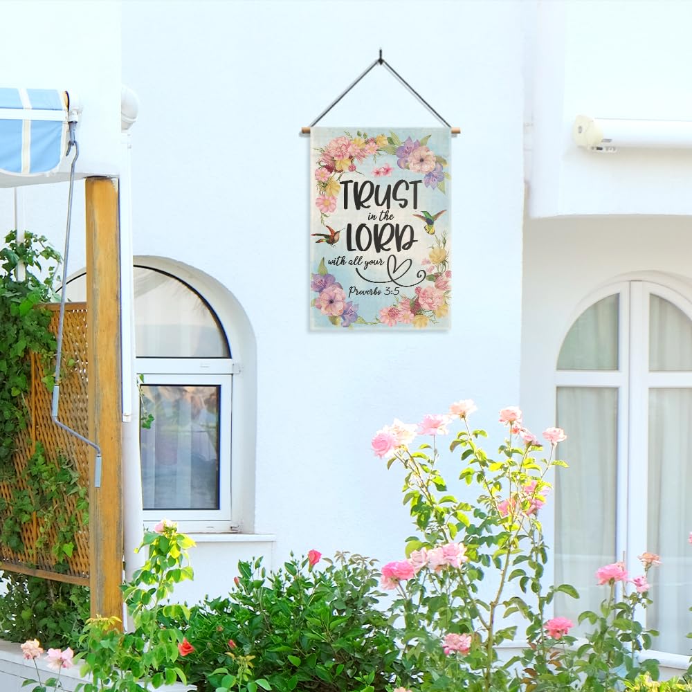 Gkodw Garden Flag displayed at a door entrance