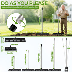 GlimHirVox Lawn Leveling Rake in use on a lawn