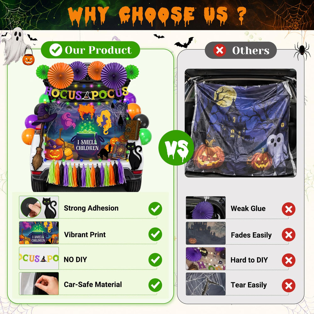 Glitter trunk banner in purple, green, and orange