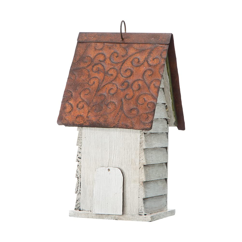 Glitzhome Bird House displayed on a garden table