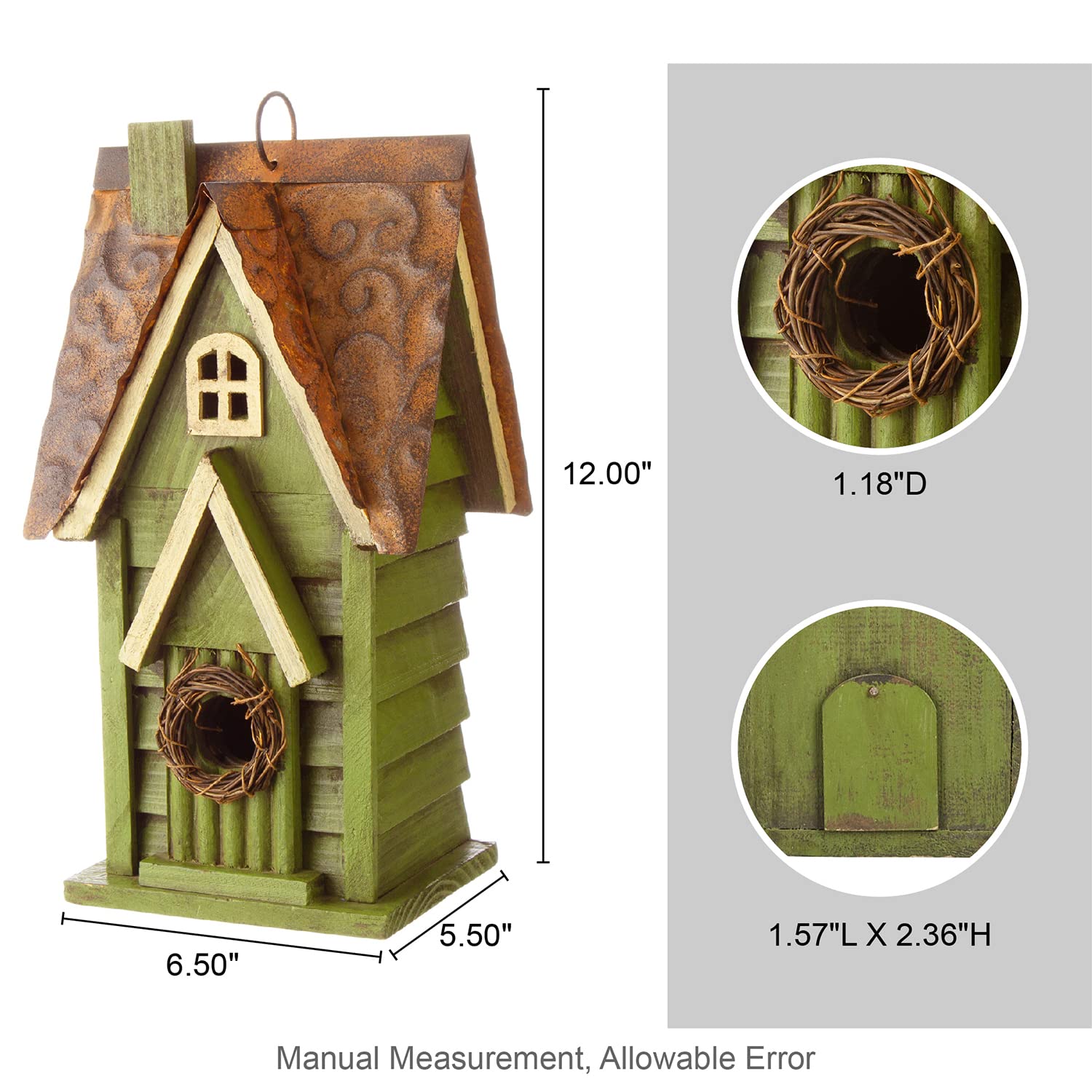 Glitzhome birdhouse hanging in a garden tree