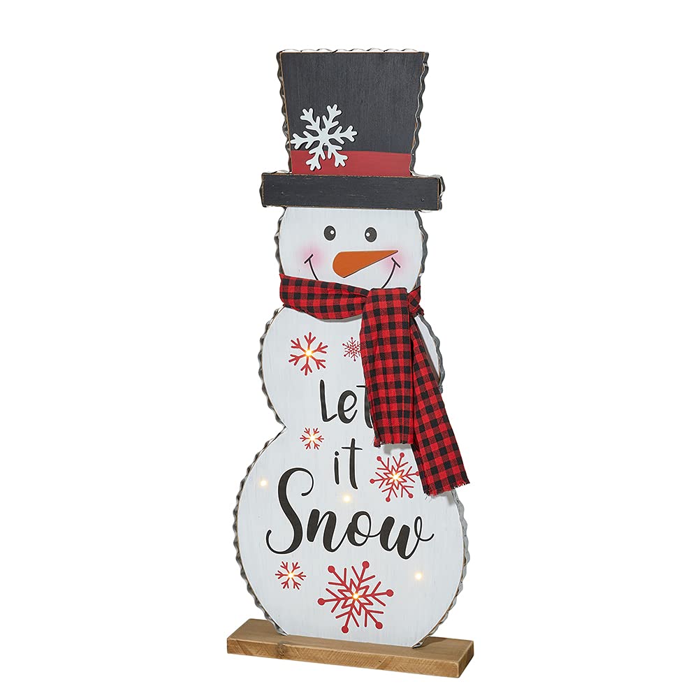 Glitzhome Christmas snowman sign with flat wood base