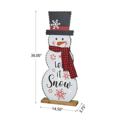 Glitzhome snowman porch sign displayed in a garden