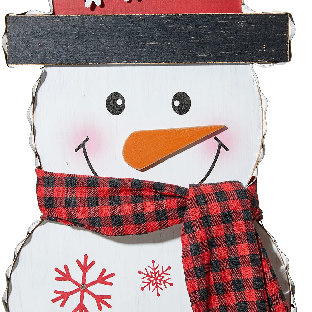 Glitzhome snowman porch sign in holiday décor setting