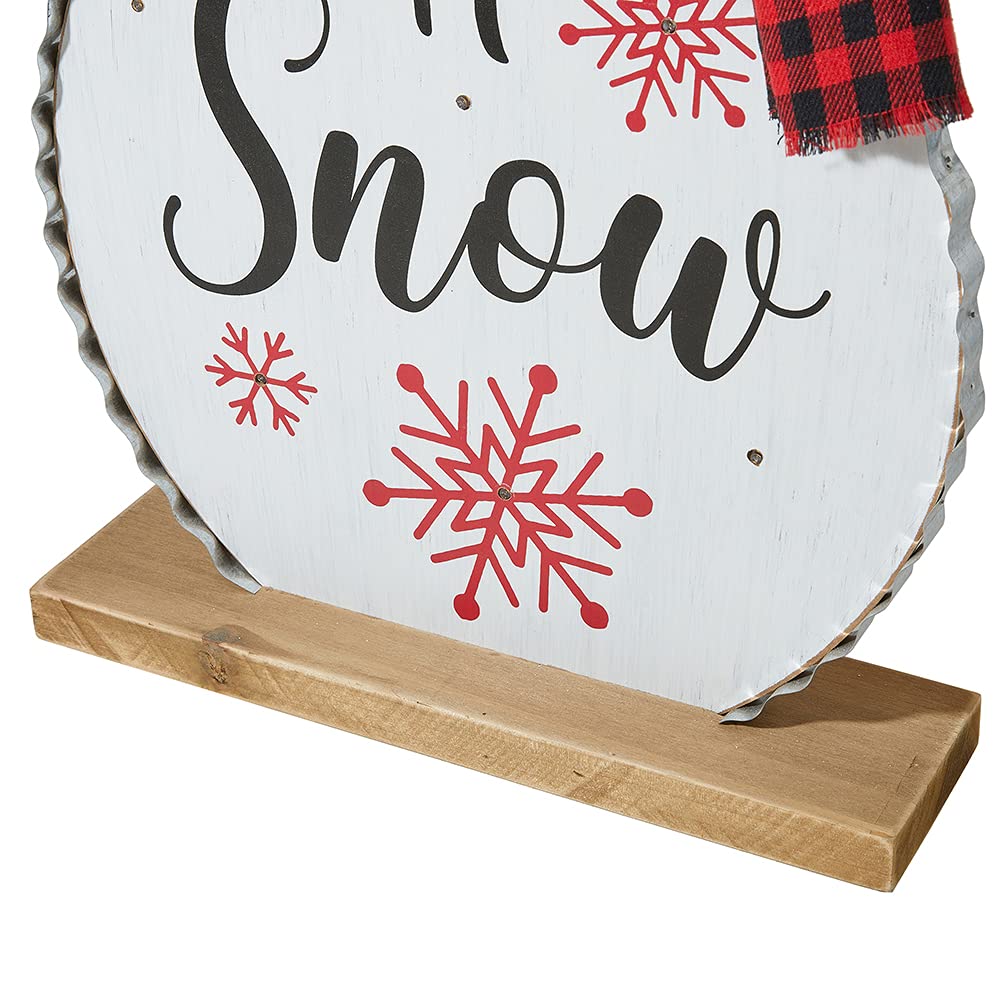 Glitzhome snowman sign with snowflakes and festive design