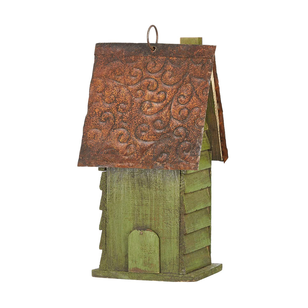 Glitzhome solid wood birdhouse showing hand-painted details