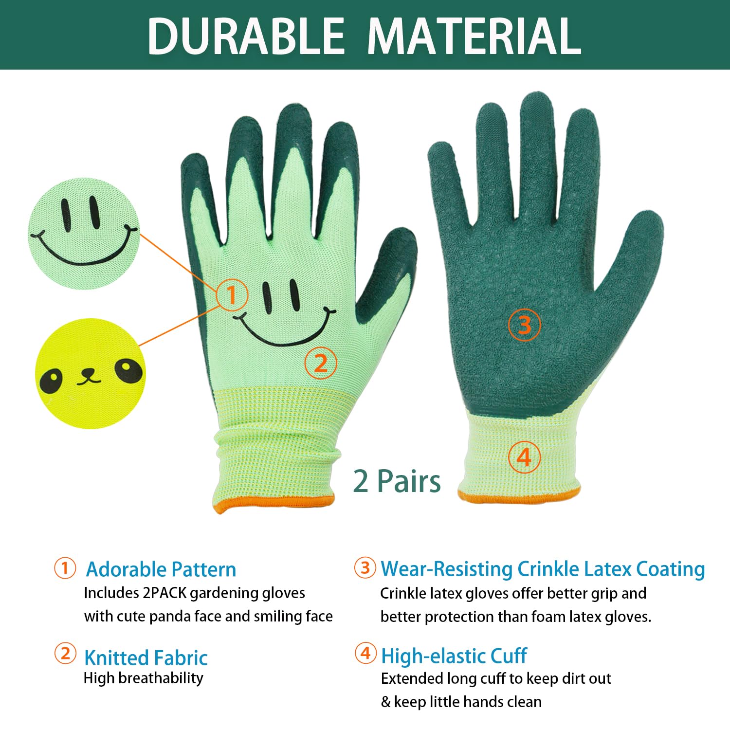 GLOSAV Kids Gardening Gloves showing crinkle latex palm