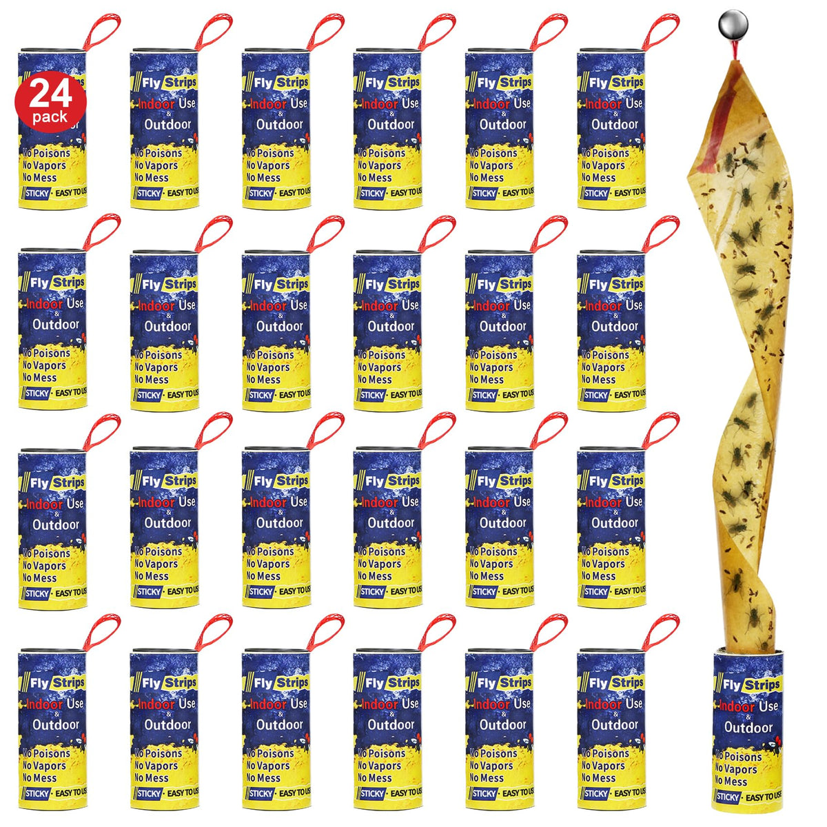 Glovv 24 Pcs Fly Trap Strips, blue colour pack front view