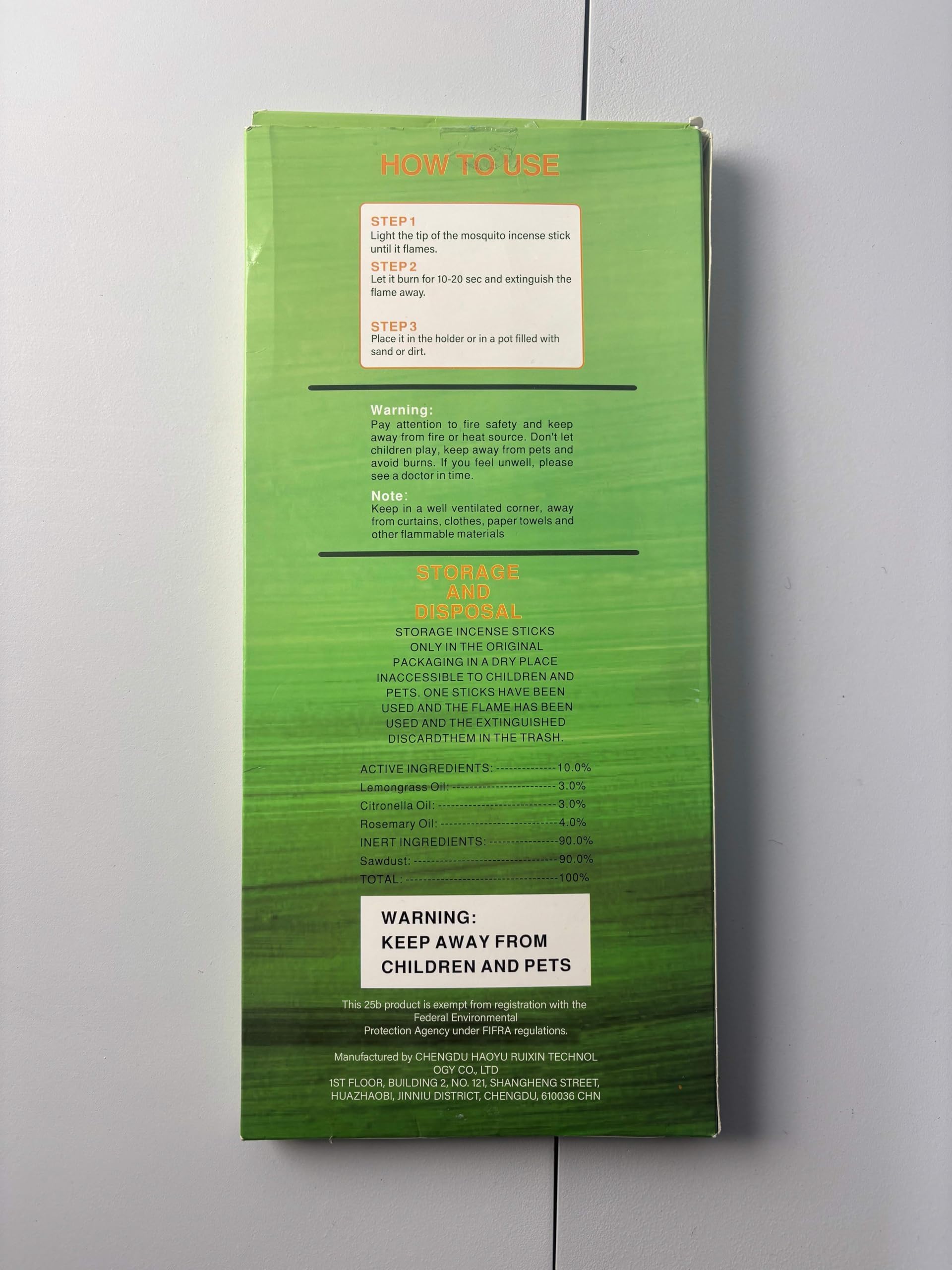 Glovv citronella incense sticks ready for use outdoors