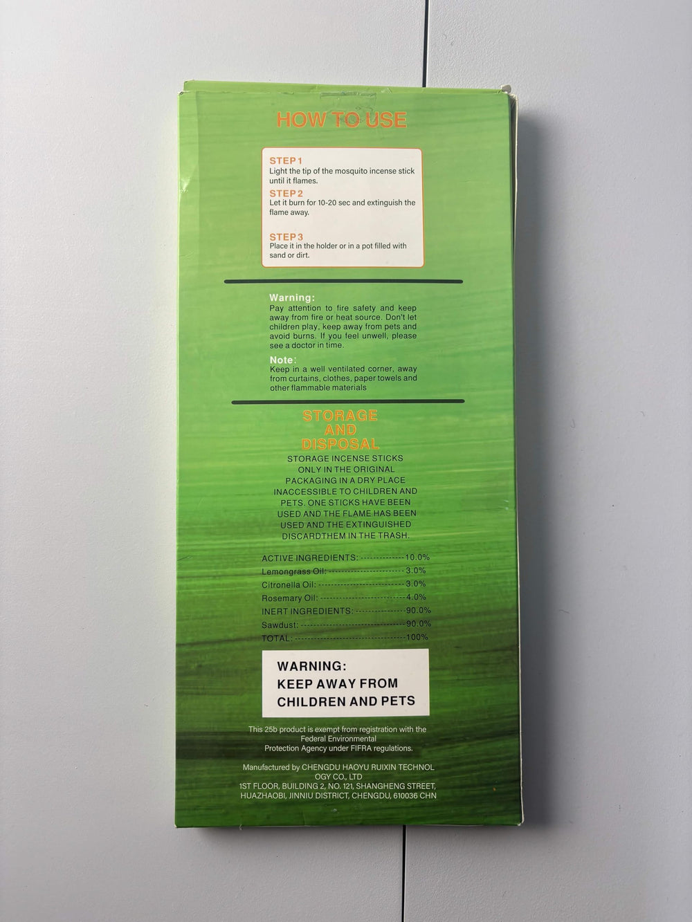 Glovv citronella incense sticks ready for use outdoors