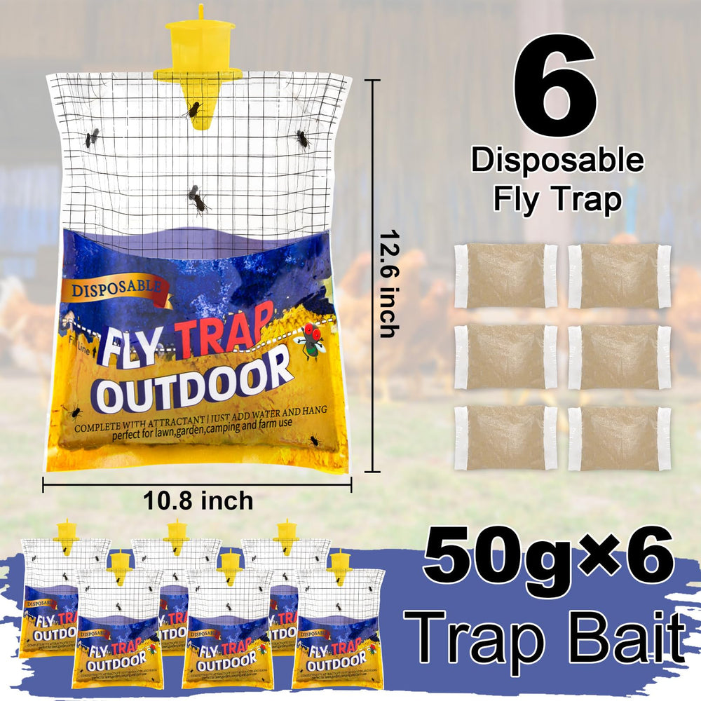 Glovv disposable fly traps hanging outside