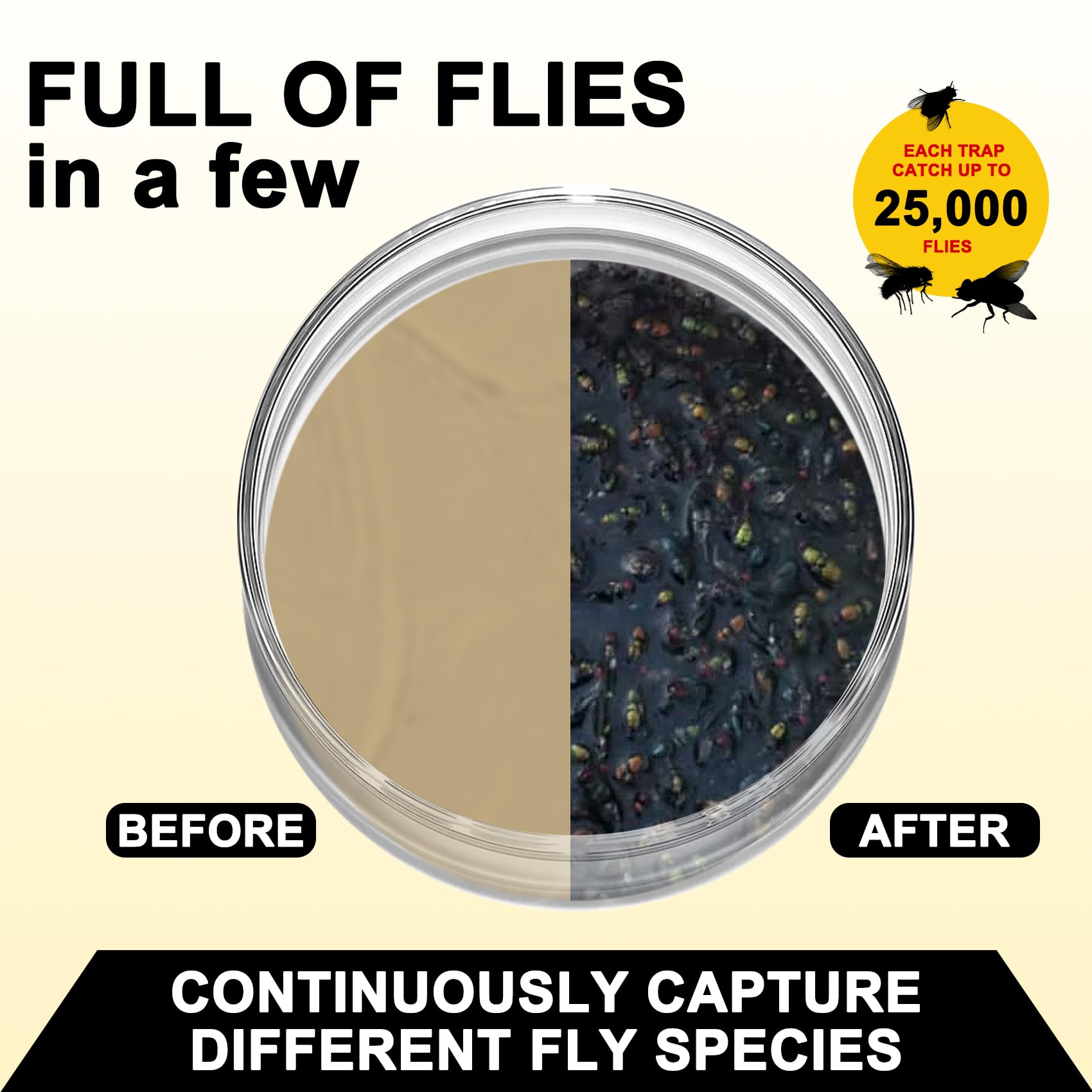 Glovv Fly Trap Refills in use at a ranch with flies nearby
