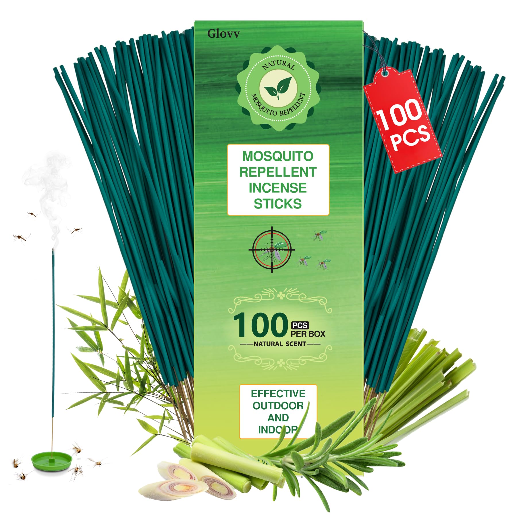 Glovv Natural Citronella Mosquito Repellent Incense Sticks front view