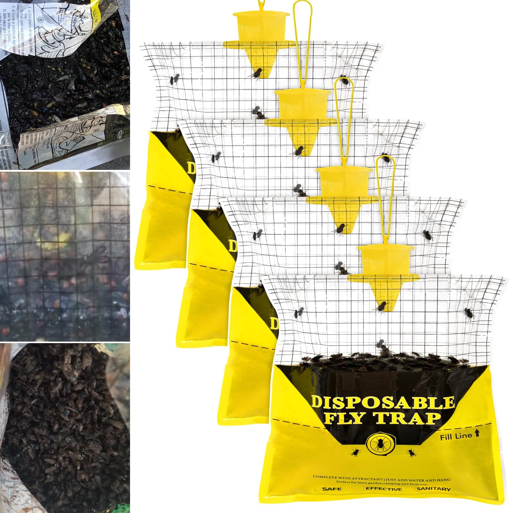 Glovv Outdoor Fly Trap Bag, yellow design with bait