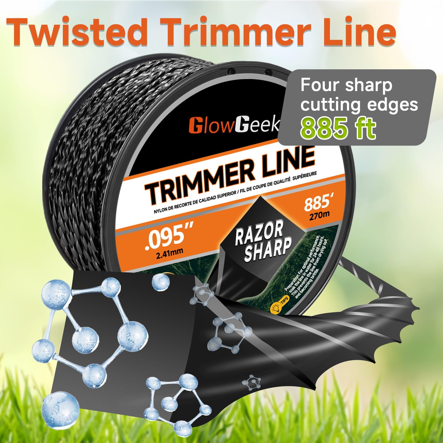 GlowGeek Twisted Trimmer Line packaging side view