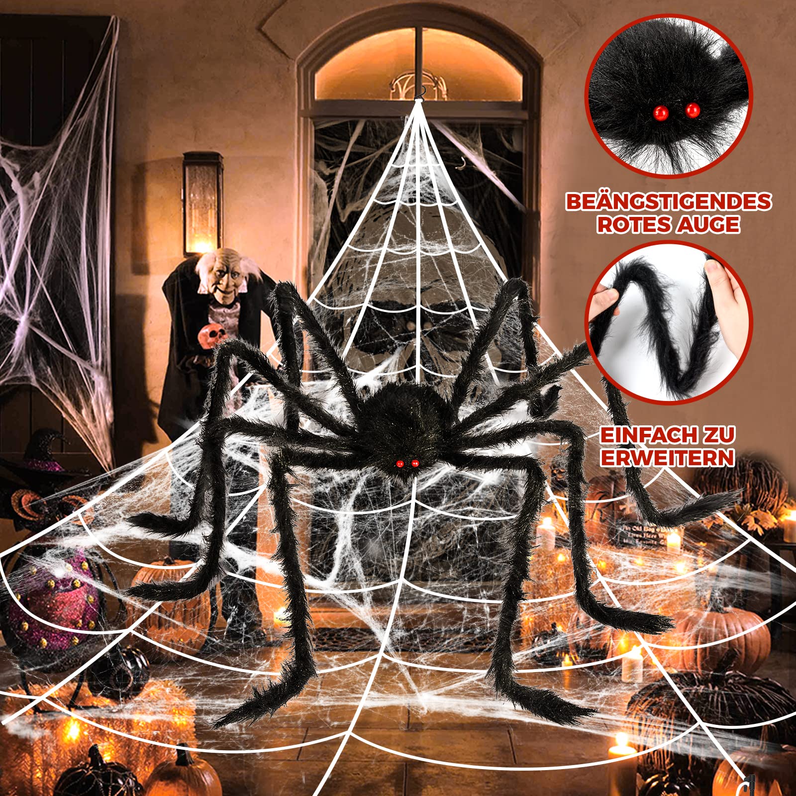 Glowing spiders included in the Halloween decoration set