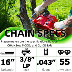GLOWPANDA chainsaw chain side view showing gauge