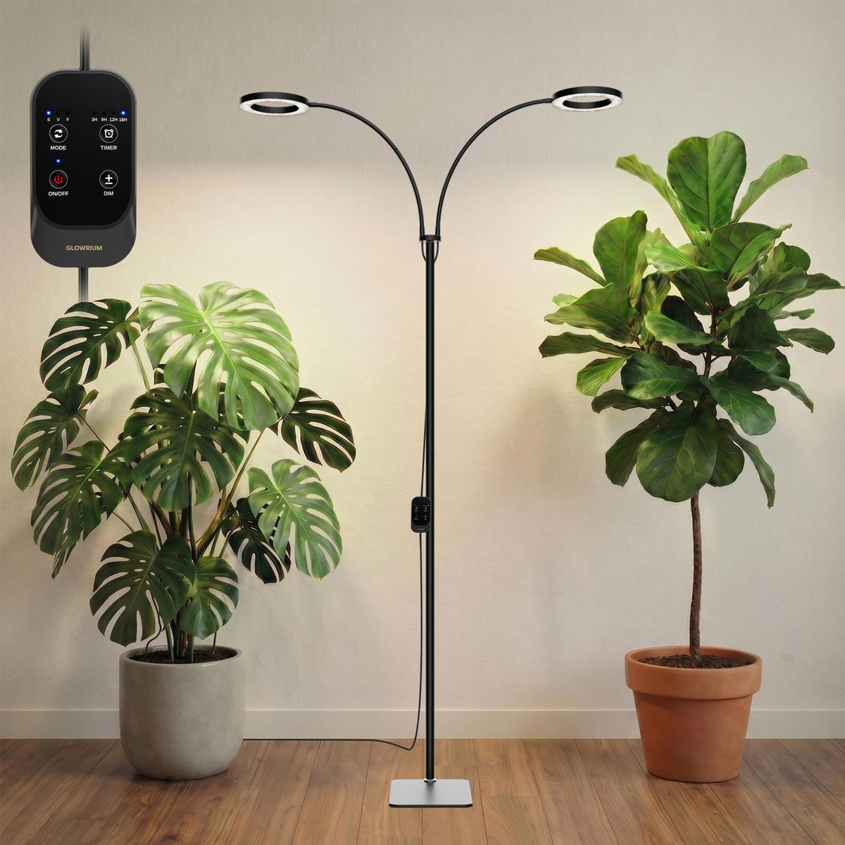 GLOWRIUM Grow Light for Indoor Plants with double lamp head